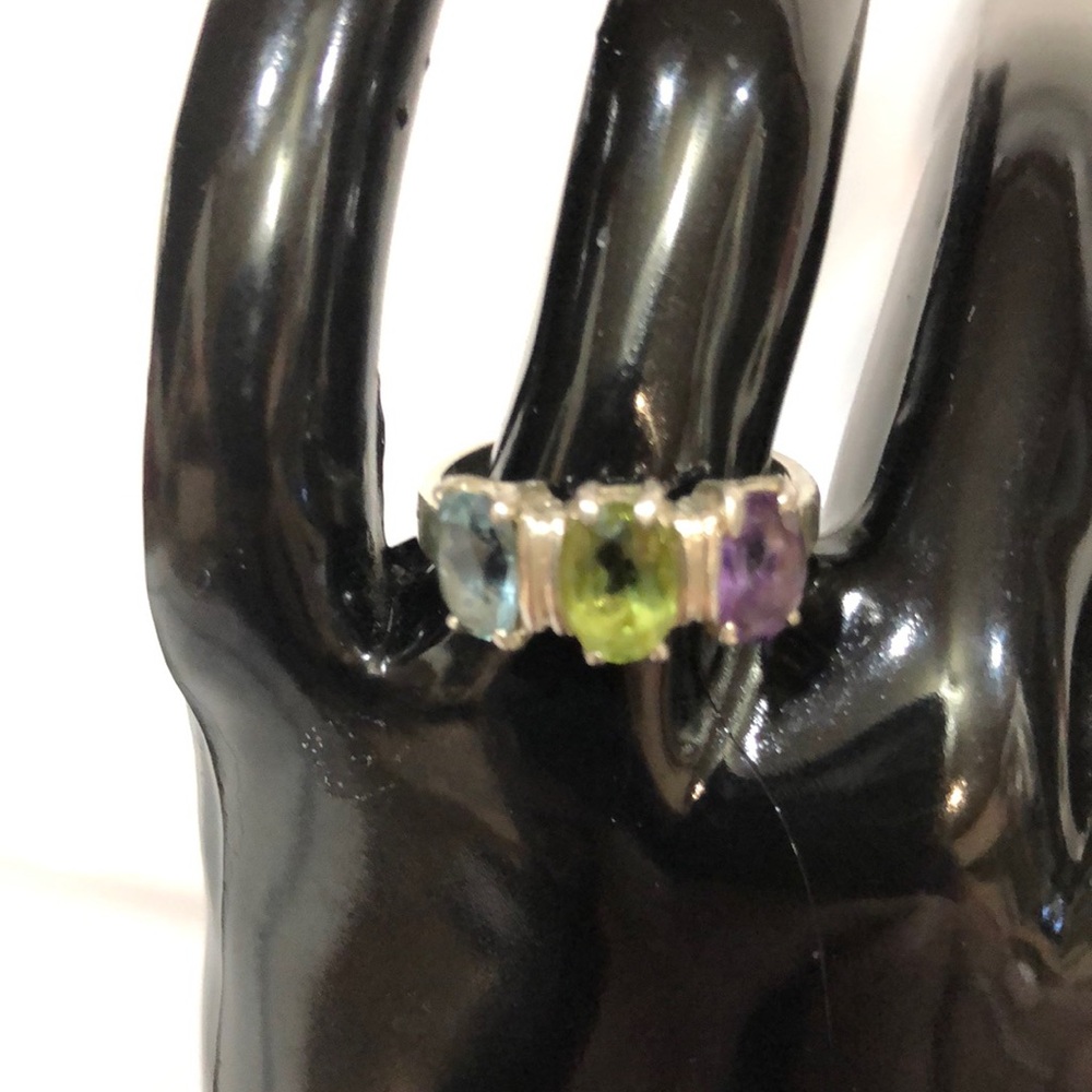 Avon Sterling Silver Multi Color Gemstone Ring